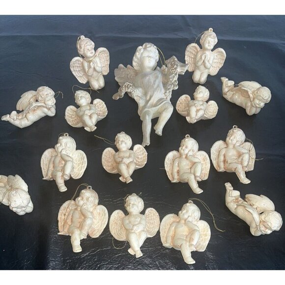 Lot 16 CHERUB Angels Ornament Hollow Plastic Mold Victorian Style Christmas Tree - Picture 2 of 13